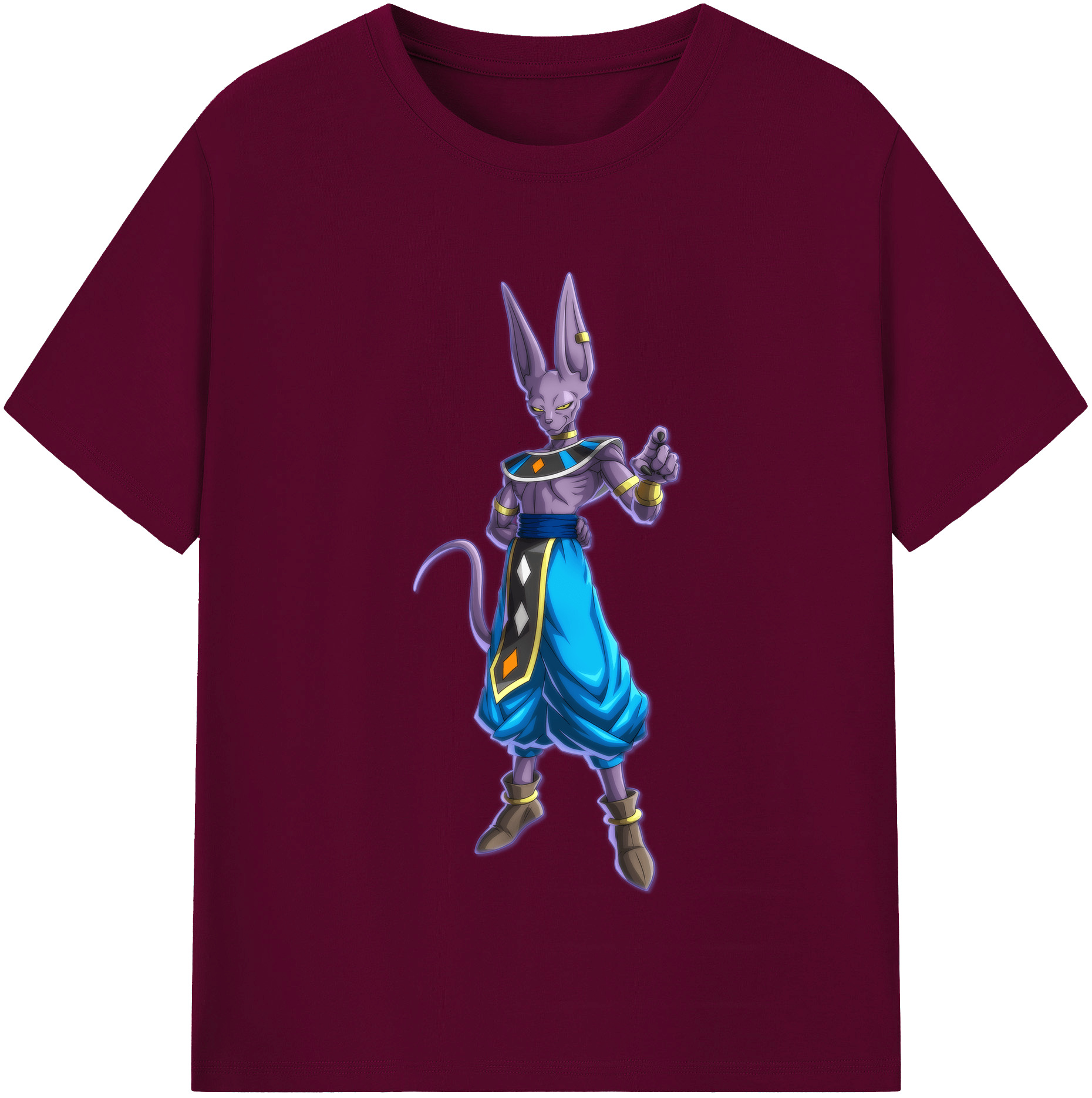 （画像用） ドラゴンボール ビルス 破壊神ビルス DRAGON BALL Beerus Birusu レディースカジュアルプリントTシャツ（綿100％）